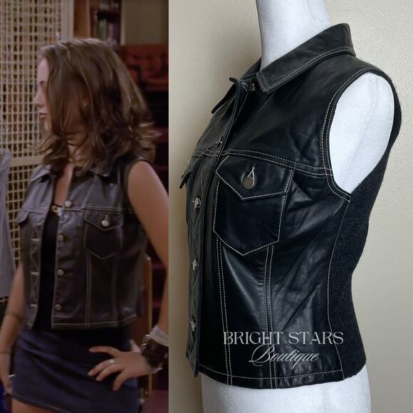 Rare Vintage Leather Wool Vest ASO Faith Lehane BtVS Womens Small Vintage 90s - Picture 2 of 15